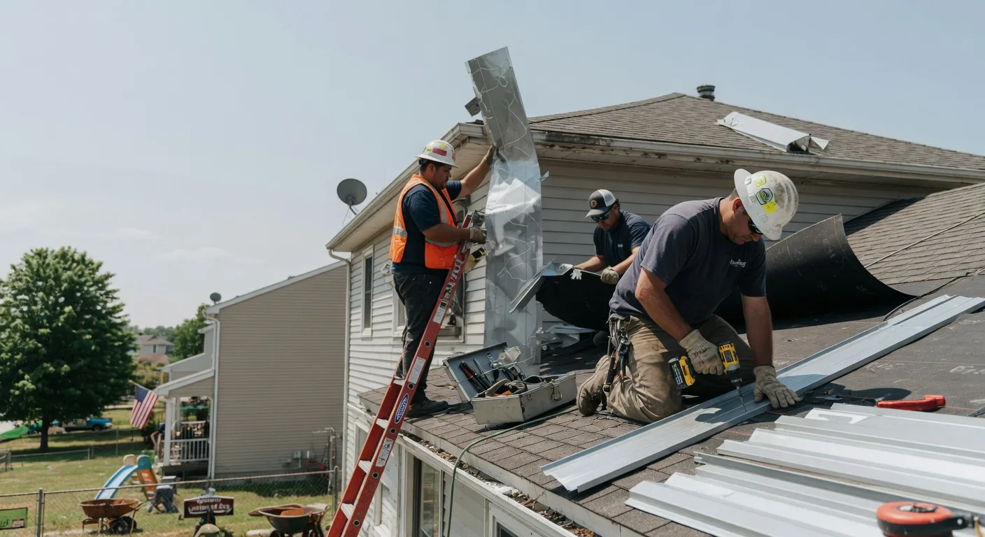 Storm Damage Metal Roof Repair in Unionville Center, OH